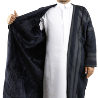 Manteau d'hiver pour homme en daim saoudien Farwa, à capuche, doublé Sherpa, style Bisht, longue robe, Thobe arabe musulman, vêtement d'extérieur chaud et épais