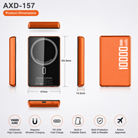 Power Bank Baterai Li-Polymer Berkualitas Tinggi 10000 MAh Kaca Tempered PD 20W Pengisian Daya Nirkabel Magnetik Dengan Penyangga Ponsel OEM ODM
