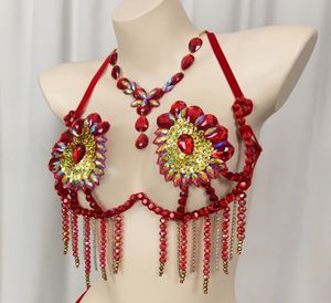 Reggicalze in filo metallico con perline per Samba, Carnevale, EDC, Rave, Passista, Pageant, Cabaret, Teatro di Broadway, Mardi Gras, Vegas, Performance da Showgirl - Product Image 3