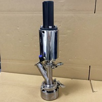 Vanne de vidange à fond plat pneumatique à simple action de type coude, en acier inoxydable SS304 SS316L de qualité alimentaire, certifiée CE, avec TC50.5MM