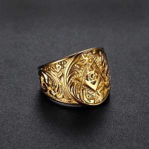 Nouvelle bague pour homme en acier inoxydable/acier inoxydable gravé AG, style hip-hop, bijoux tendance, décoration classique pour la main, rétro - Product Image 1