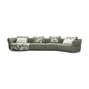 Set di Divani Componibili Curvi di Lusso in Bouclé con Cuscini Stampati e Imbottitura in Spugna per Appartamenti, Hotel, Ville e Salotti - Product Image 5