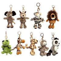 Peluche de dessin animé animaux de la forêt : éléphant, loup gris, lion, petite tortue, pendentif, porte-clés, jouet pour machine à griffes, vente en gros