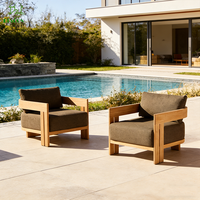 Fauteuil de Jardin de Luxe en Teck Massif pour Extérieur, Chaise Longue d'Appoint pour Balcon, Fauteuil Inidividuel en Teck pour Salon de Jardin