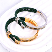 Bracelet exquis en cuir avec boucle en zircon, accessoire de mode pour femme, idéal pour les rendez-vous, les banquets et comme cadeau de Saint-Valentin