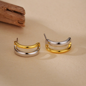 <span class=keywords><strong>Orecchini</strong></span> a Cerchio in Argento Sterling 925 Placcato Oro per Donne, Doppio Strato Placcato Oro 18K, Gioielli Bicolore - Product Image 6