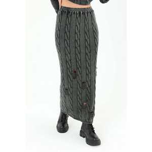 Jupe longue tricotée pour femme en laine et coton, taille naturelle 32030ETK - Product Image 6