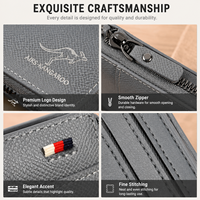 Dompet Pria Anti RFID Kulit PU dengan Resleting, Anti Maling, Tempat Kartu Kredit, Dompet Bisnis Tipis, Logo Custom, Grosir