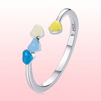 Bague naturelle arc-en-ciel en argent 925, anneau ouvert, amour goutte à l'huile, bijoux, SCR770