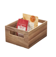 Grande boîte de rangement en bois d'acacia de taille moyenne caisse de rangement pour spaghetti de cuisine avec poignées