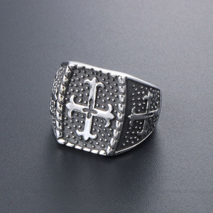 Vintage Cross <b>Ring</b> Stainless Steel Men's Jewelry SA571 Retro Geometric Design Gift Fashion <b>Rings</b> - Product Image 4