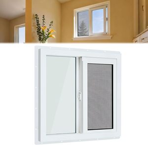 Petite fenêtre de sous-sol en aluminium, fenêtre coulissante de sous-sol amovible, dotée d'un double vitrage isolé avec isolation thermique - Product Image 1