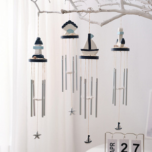Mediterranean Wind Chime Metal Tube Ornament <b>Crab</b> Starfish Design Home Decor Balcony Hanging Decoration - Product Image 1