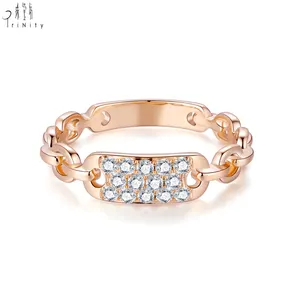 HongKong Supplier Unique Product Fine Jewelry 18K Solid Gold Natural Diamond Engagement Ring For Women