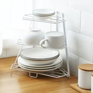 Estante de especias de 3 niveles para cocina, estantes de esquina de hierro para baño con asa, estante de almacenamiento para el hogar, soporte organizador triangular - Product Image 5