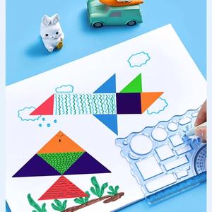 Règle de papeterie multifonctionnelle Outil de <span class=keywords><strong>dessin</strong></span> Ensemble d'élèves d'école primaire Modèle géométrique Règle en plastique personnalisée - Product Image 4