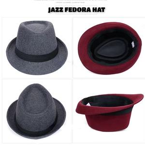 เครื่องแบบสีดำสำหรับผู้ชายผู้หญิงคิวบามีสไตล์เรียบง่ายหมวกโบว์เลอร์แบบสั้นหมวกแกสเตอร์แจ๊สเป็นทางการหมวกสักหลาด - Product Image 3