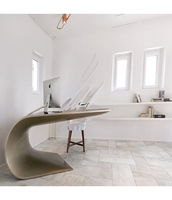 Table de bureau pratique CANDU Soho, design de bureau, surface solide en bois/pierre, finition brillante, prise escamotable sans fil, garantie 10 ans