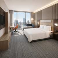 Ensemble de meubles de chambre d'hôtel modernes en bois de chêne OEM professionnel avec console de vanité en panneau MDF pour projets hôteliers