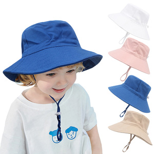 Sombrero de protección solar de verano para niños Poliéster personalizado Niños Niño Cordón personalizado Cubo Sombreros de playa con cuerda - Product Image 1