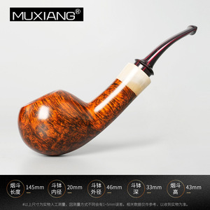 Tobacco Pipe Bent Type Oak Wood Smoking Pipe For Men Traditional Heathers Style Pipe Gift - Product Image 3