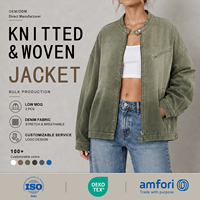 Chaqueta vaquera personalizada para mujer, color verde, manga larga, para pedidos al por mayor