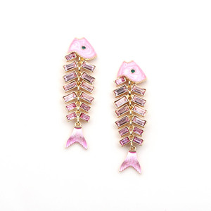 Mode rétro poisson os boucles d'oreilles alliage strass épissage animaux boucles d'oreilles pour les femmes - Product Image 4