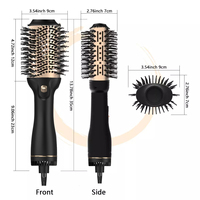Brosse Sèche-Cheveux Chauffante 2-en-1 à Ions Négatifs et Céramique, Moteur DC 55W, 3 Réglages de Chaleur, Volumisant et Coiffant