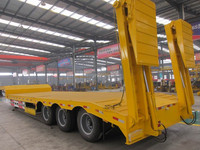 Semi-remorque à plateau bas en acier robuste Aotong Gooseneck 40 pieds 120 tonnes 3 essieux avec fonctions de plateau et de conteneur à prix réduit