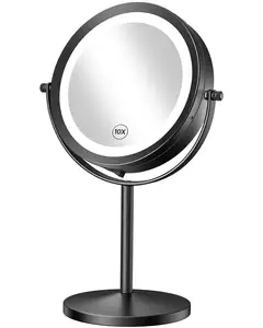 Lighted Makeup Mirror 1X 10X Standing Cosmetic Mirror Battery Operated Cordless Portable Shaving Makeup Mirror