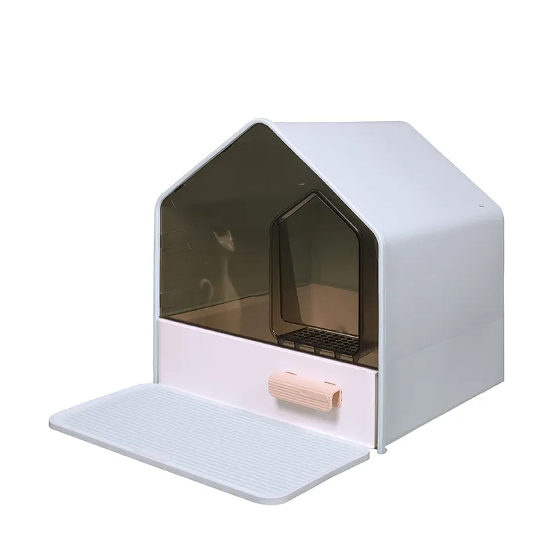 MewooFun nuovo arrivo scatola di plastica moderna per gatti chiusa all'ingrosso con pala