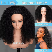 Demi-perruque bouclée crépue, densité 200%, cheveux Remy, perruques bouclées, 100% cheveux humains, sans laisser de traces, mise à niveau, sans colle, demi-perruques à clips pour femmes