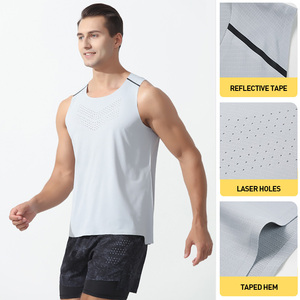 <span class=keywords><strong>Camiseta</strong></span> <span class=keywords><strong>sin</strong></span> mangas de gimnasio ligera de secado rápido para hombre - Product Image 3