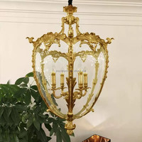 Lustre en Bronze décoratif de maison de Style français victorien suspendu pendentif lanterne en laiton Antique