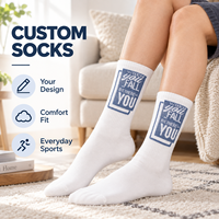 Chaussettes mi-mollet personnalisées en coton blanc, chaussettes à motif tissé sur mesure, chaussettes en tricot doux avec support pour art personnalisé et marque privée