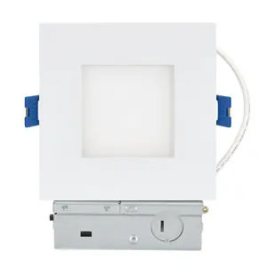 4 inch 120V IC Rated LED Recessed Low Profile Square Panel Light Dimmable Wafer Light 9W 3CCT Canless Downlight