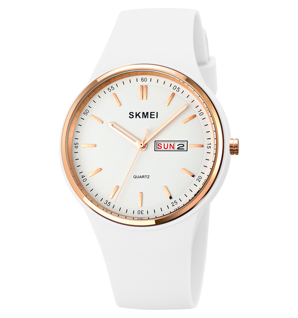3ATM Waterproof Lady Quartz Watch Stainless Steel case Back Silicone Strap Watches Skmei 1747