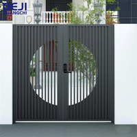 Portail double battant en aluminium de style chinois, noir, pour villa et jardin, résistant aux intempéries, à commande manuelle, décoratif, pour allée principale