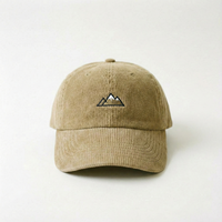 Casquette de sport déstructurée en velours côtelé de coton délavé, personnalisée avec logo brodé, respirante, imperméable, pour activités de plein air, effet vieilli