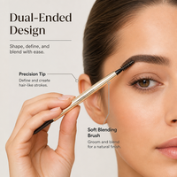 Crayon à sourcils double embout, pointe de précision qui crée des poils réalistes, pinceau doux pour des sourcils naturels et définis.