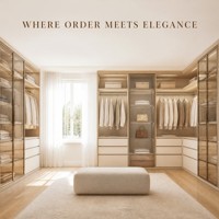 Armario de Madera Moderno, Sistema de Armario Abierto, Vestidor de Lujo, Armario de Madera Personalizado para Ropa, Dormitorio, con Cajones