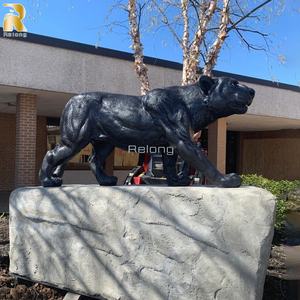 Fournisseur de sculpture de léopard marchant en bronze de statue animale extérieure grandeur nature en métal - Product Image 3