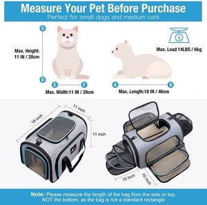 Sac de transport extensible pour animaux de compagnie à 4 côtés, approuvé par les compagnies aériennes, sac de transport souple pour chiens et chats avec coussin en polaire pour chats, chiots et petits animaux - Product Image 6