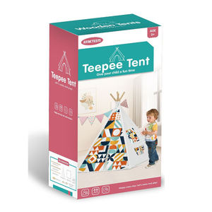 Tente pyramide à motifs géométriques Modèle 1,5 m de hauteur Tente tipi 3D DIY en <span class=keywords><strong>bois</strong></span> Tente de glamping Jouets pour enfants - Product Image 2