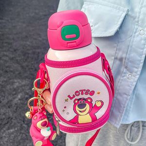 Bear Kids 316 Stainless Steel Insulated Water <b>Bottle</b> Cartoon Straw <b>Thermos</b> with Carry Pouch Doll Charm for Children Outdoor - Product Image 5