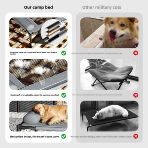 OEM Custom Summer Cooling Elevated Pet <b>Bed</b> Stainless Steel Frame Breathable Washable Dog Cat Mat with Bolster - Product Image 6