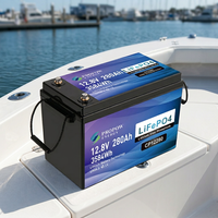 Batería Marina LiFePO4, Fabricante de Baterías para Barcos, Motor de Arrastre para Pesca, 100Ah 150Ah 12V 280Ah, Batería Marina de Ciclo Profundo