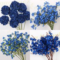 Zijden bloemen Kunstbloemen Kunst diepblauwe bruiloftszaal achtergronddecoratie Blauwe koninklijke bruiloft simulatiebloemen materiaal
