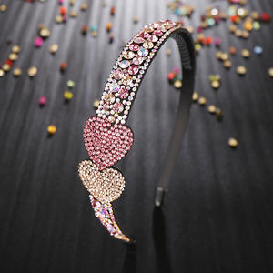 أربطة شعر للنساء, أربطة شعر على شكل قلب من الكريستال الكامل فاخرة وعصابات رأس للنساء من أحجار الراين الملونة - Product Image 2