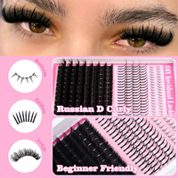 Clusters de cils fins avec logo personnalisé, marque privée, clusters de cils inférieurs, 200 paires, tige en coton noir, kit d'extension de cils DIY